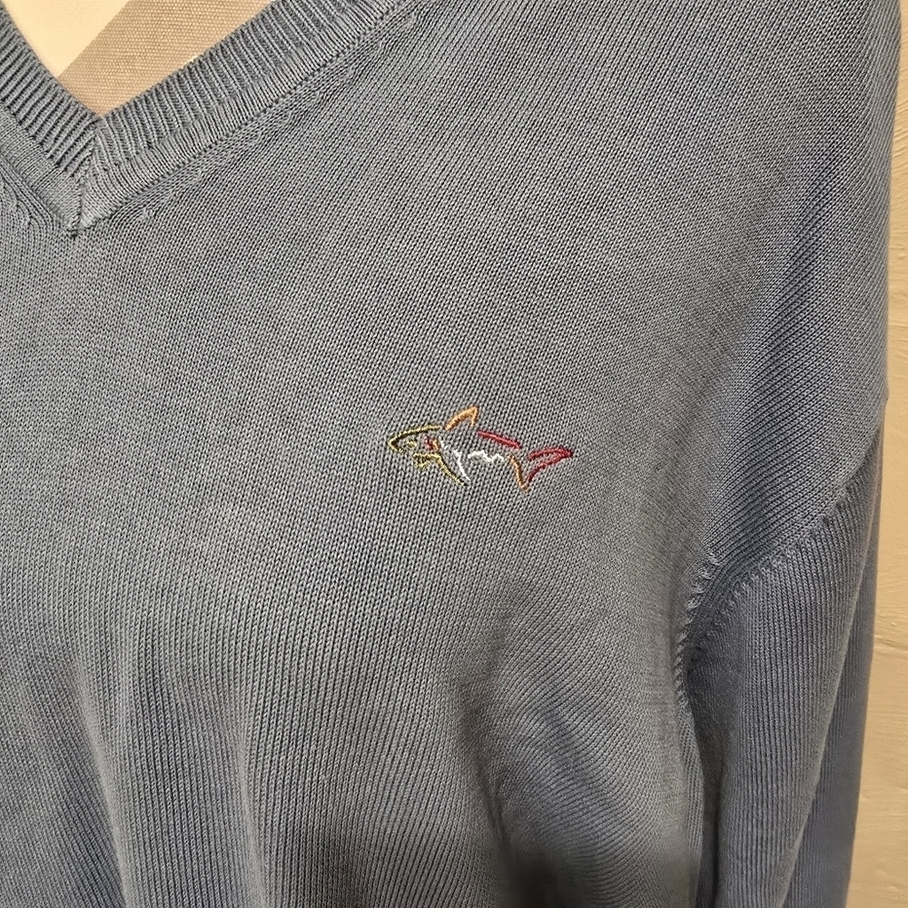 Greg Norman SHARK Natural Performance V-neck Sweater Wave Blue Sz XL. - Picture 4 of 10